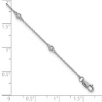14k White Gold Complete 1/10 carat Bezel-set Diamond and Cable Chain 6-Station 7 inch Bracelet
