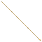 14k Complete 1/10 carat Bezel-set Diamond and Cable Chain 6-Station 7 inch Bracelet