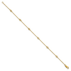 14k Complete 1/10 carat Bezel-set Diamond and Cable Chain 6-Station 7 inch Bracelet