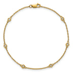 14k Complete 1/10 carat Bezel-set Diamond and Cable Chain 6-Station 7 inch Bracelet