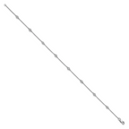 14k White Gold Complete 1/8 carat Bezel-set Diamond and Cable Chain 8-Station 9 inch Anklet