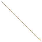 14k Complete 1/8 carat Bezel-set Diamond and Cable Chain 8-Station 9 inch Anklet