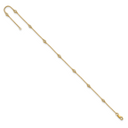14k Complete 1/8 carat Bezel-set Diamond and Cable Chain 8-Station 9 inch Anklet