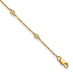 14k Complete 1/8 carat Bezel-set Diamond and Cable Chain 8-Station 9 inch Anklet