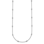 14k White Gold Complete 1/4 carat Bezel-set Diamond and Cable Chain 16-Station Necklace
