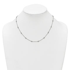 14k White Gold Complete 1/3 carat Bezel-set Diamond and Cable Chain 18-Station 18 inch Necklace