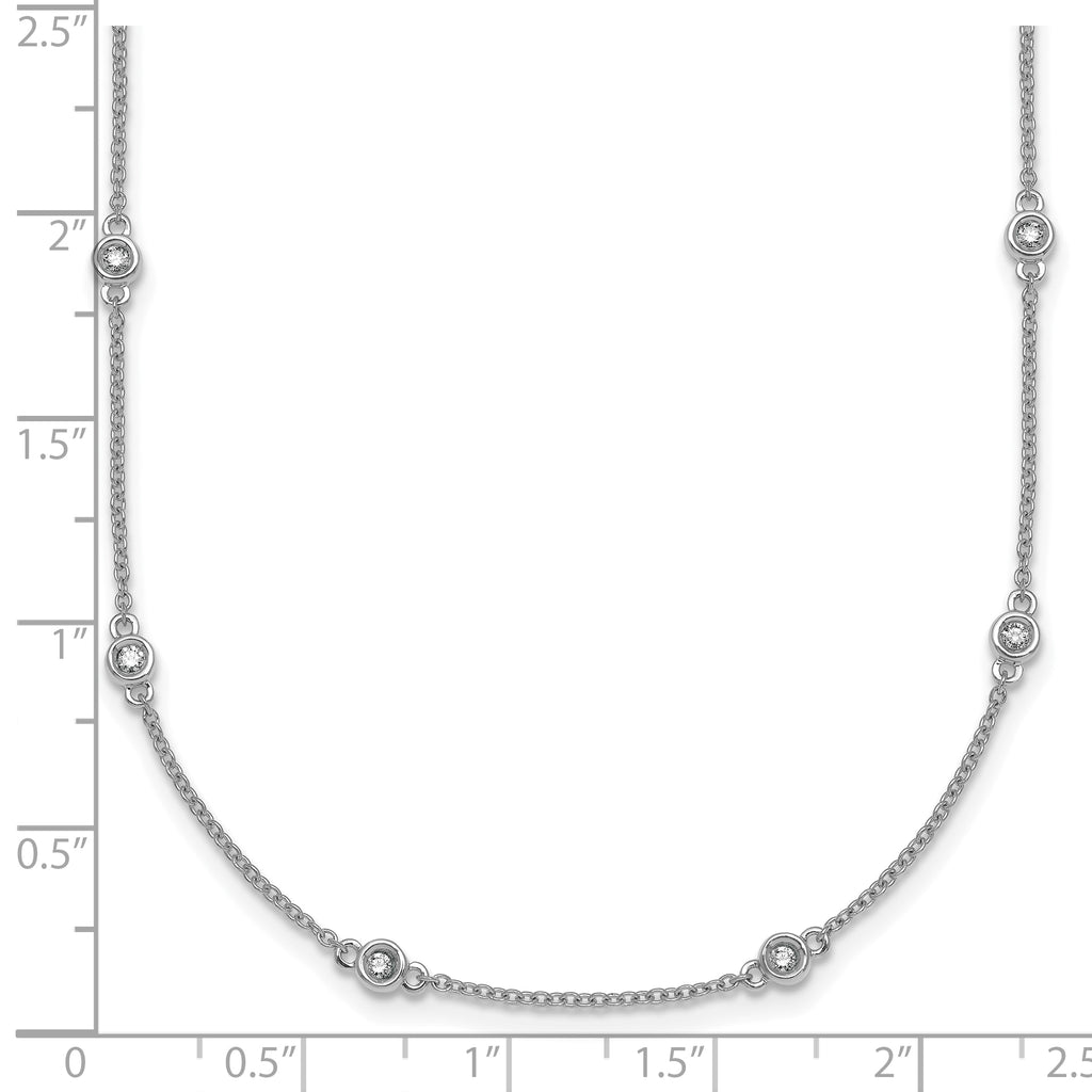 14k White Gold Complete 1/4 carat Bezel-set Diamond and Cable Chain 16-Station Necklace