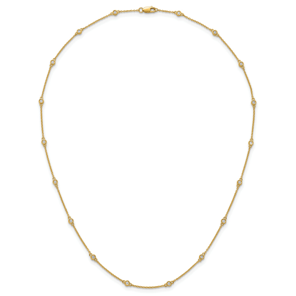 14k Complete 1/3 carat Bezel-set Diamond and Cable Chain 18-Station 18 inch Necklace