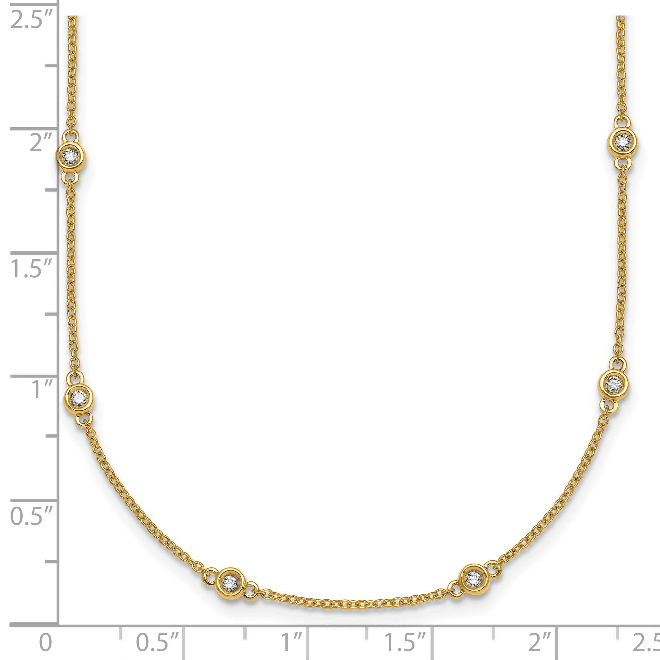 14k Complete 1/3 carat Bezel-set Diamond and Cable Chain 20-Station 20 inch Necklace