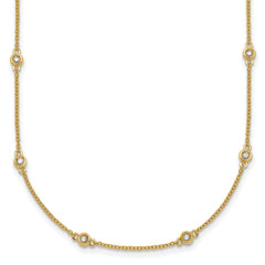 14k Complete 1/3 carat Bezel-set Diamond and Cable Chain 20-Station 20 inch Necklace