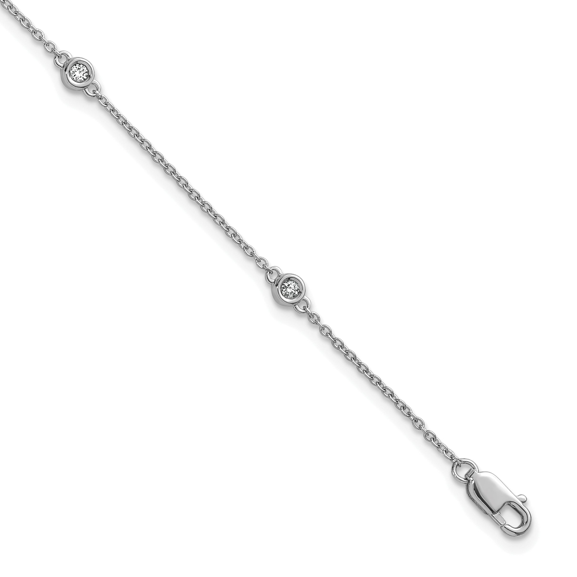 14k White Gold Complete 1/8 carat Bezel-set Diamond and Cable Chain 5-Station 7 inch Bracelet Main image