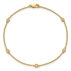 14k Complete 1/8 carat Bezel-set Diamond and Cable Chain 5-Station 7 inch Bracelet