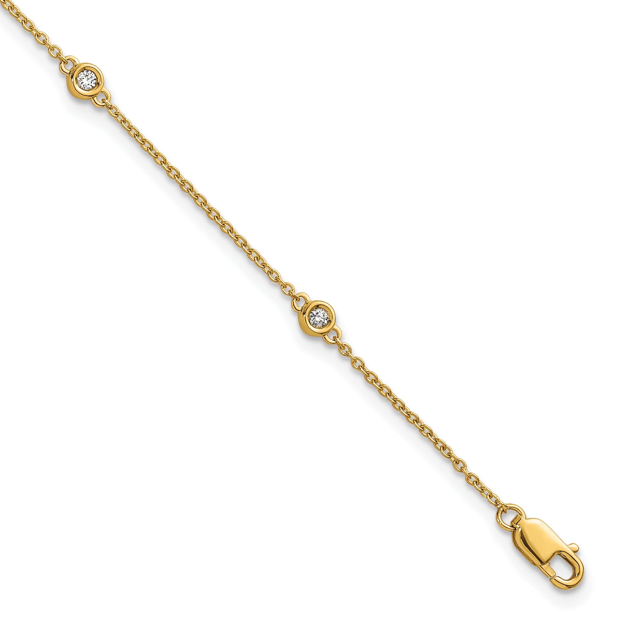 14k Complete 1/8 carat Bezel-set Diamond and Cable Chain 5-Station 7 inch Bracelet Main image
