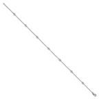 14k White Gold Complete 1/6 carat Bezel-set Diamond and Cable Chain 7-Station 9 inch Anklet