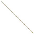 14k Complete 1/6 carat Bezel-set Diamond and Cable Chain 7-Station 9 inch Anklet