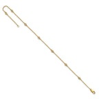 14k Complete 1/6 carat Bezel-set Diamond and Cable Chain 7-Station 9 inch Anklet