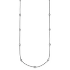 14k White Gold Complete 3/8 carat Bezel-set Diamond and Cable Chain 17-Station 20 inch Necklace
