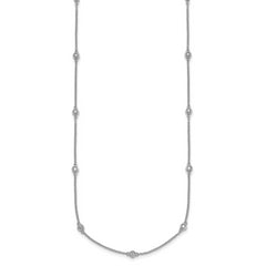 14k White Gold Complete 3/8 carat Bezel-set Diamond and Cable Chain 17-Station 20 inch Necklace