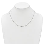 14k White Gold Complete 3/8 carat Bezel-set Diamond and Cable Chain 15-Station 18 inch Necklace