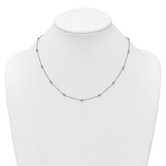 14k White Gold Complete 3/8 carat Bezel-set Diamond and Cable Chain 15-Station 18 inch Necklace