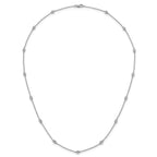 14k White Gold Complete 3/8 carat Bezel-set Diamond and Cable Chain 15-Station 18 inch Necklace