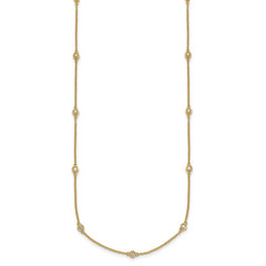 14k Complete 3/8 carat Bezel-set Diamond and Cable Chain 17-Station 20 inch Necklace