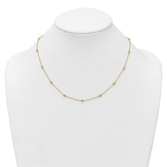 14k Complete 3/8 carat Bezel-set Diamond and Cable Chain 15-Station 18 inch Necklace