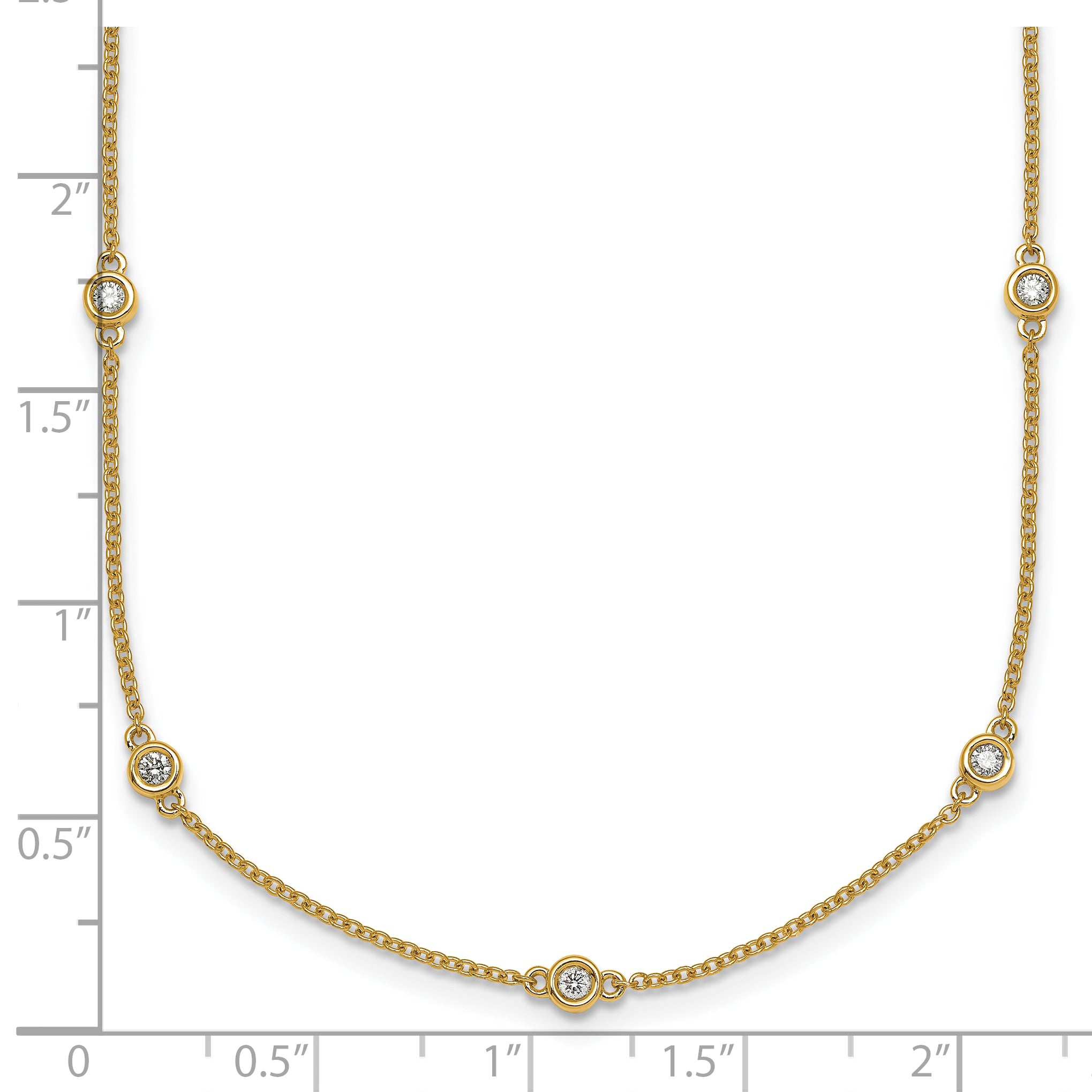 14k Complete 3/8 carat Bezel-set Diamond and Cable Chain 17-Station 20 inch Necklace