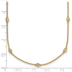 14k Complete 3/8 carat Bezel-set Diamond and Cable Chain 17-Station 20 inch Necklace