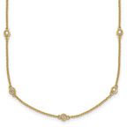 14k Complete 3/8 carat Bezel-set Diamond and Cable Chain 17-Station 20 inch Necklace
