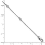 14k White Gold Complete 1/6 carat Bezel-set Diamond and Cable Chain 6-Station 7 inch Bracelet