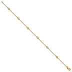 14k Complete 1/6 carat Bezel-set Diamond and Cable Chain 6-Station 7 inch Bracelet