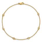 14k Complete 1/6 carat Bezel-set Diamond and Cable Chain 6-Station 7 inch Bracelet