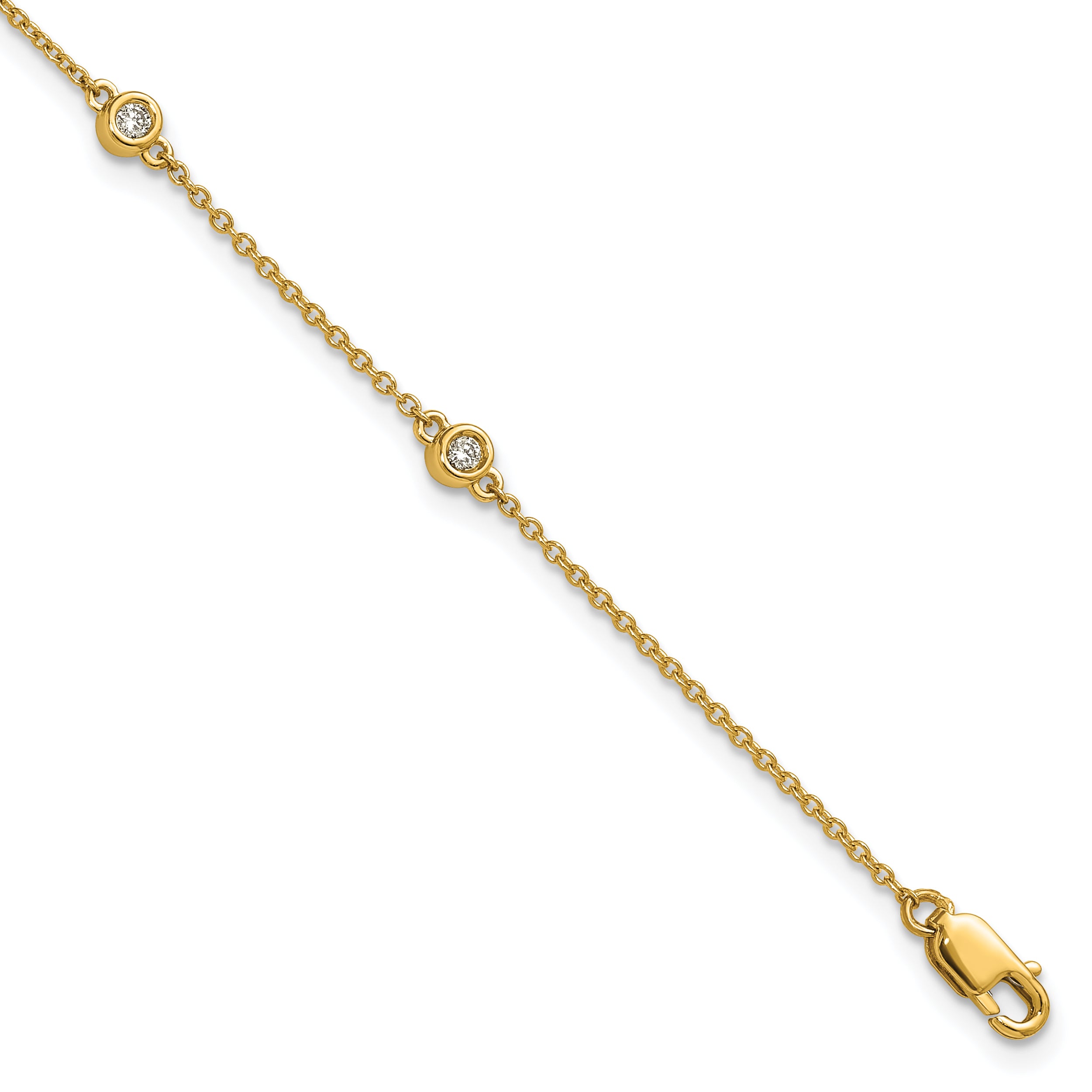 14k Complete 1/6 carat Bezel-set Diamond and Cable Chain 6-Station 7 inch Bracelet Main image