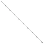 14k White Gold Complete 1/5 carat Bezel-set Diamond and Cable Chain 8-Station 9 inch Anklet
