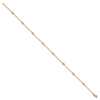 14k Complete 1/5 carat Bezel-set Diamond and Cable Chain 8-Station 9 inch Anklet