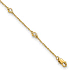 14k Complete 1/5 carat Bezel-set Diamond and Cable Chain 8-Station 9 inch Anklet