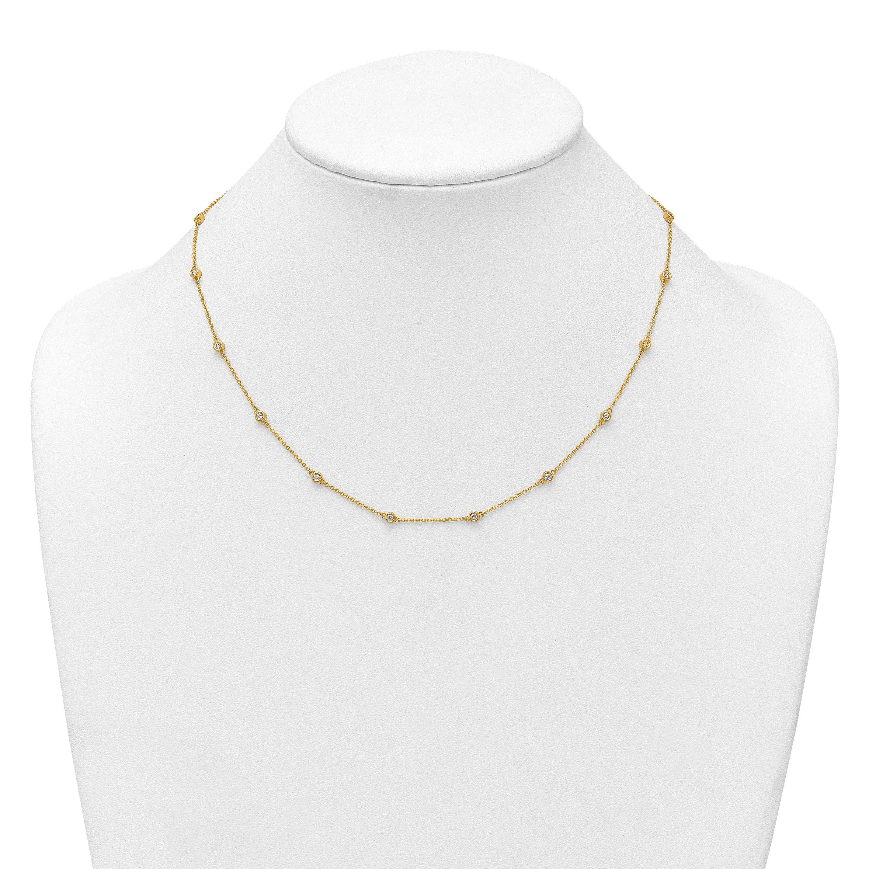 14k Complete 1/2 carat Bezel-set Diamond and Cable Chain 18-Station 18 inch Necklace