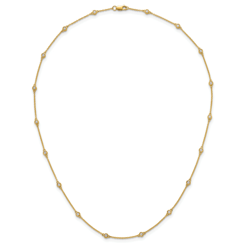 14k Complete 1/2 carat Bezel-set Diamond and Cable Chain 18-Station 18 inch Necklace