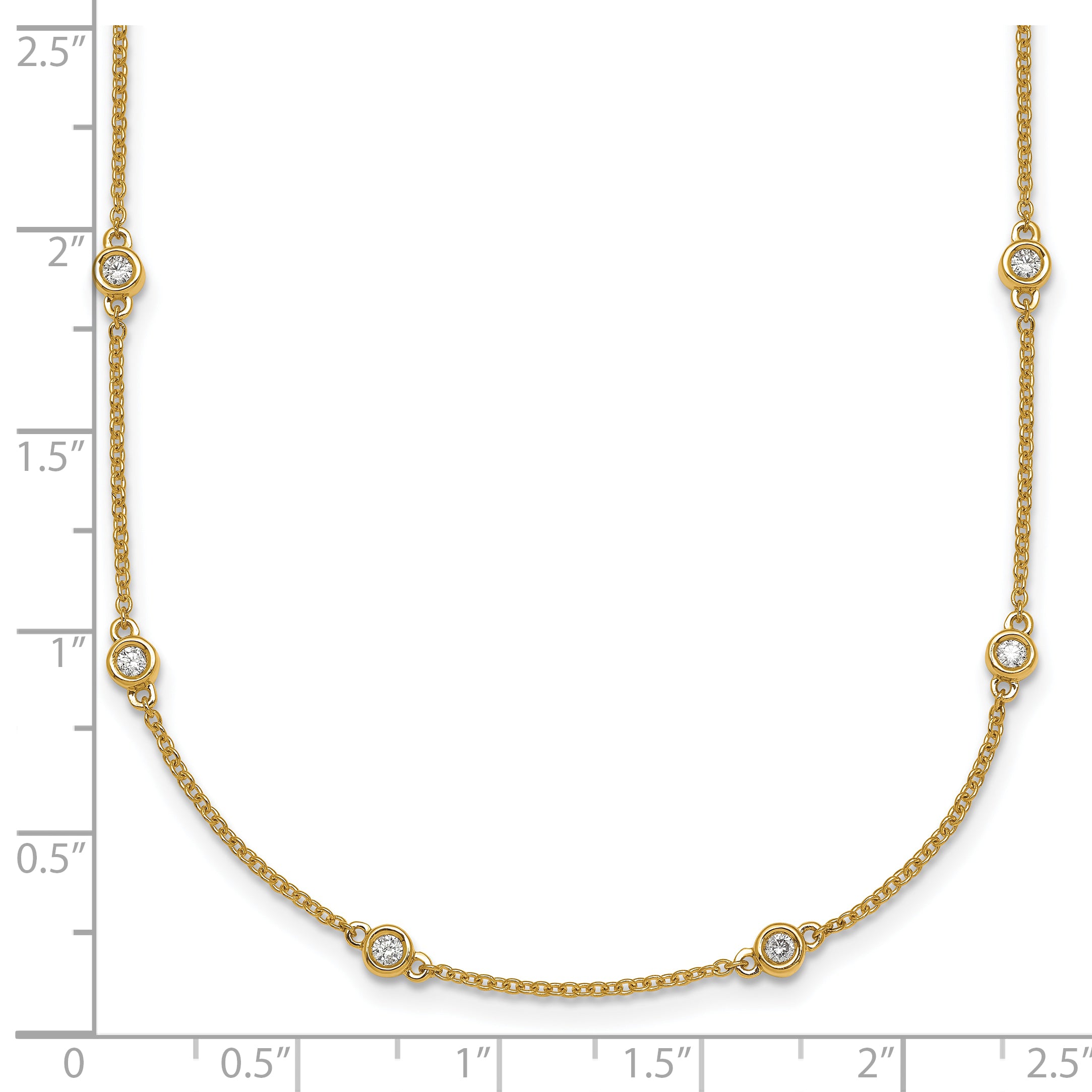 14k Complete 1/2 carat Bezel-set Diamond and Cable Chain 20-Station 20 inch Necklace