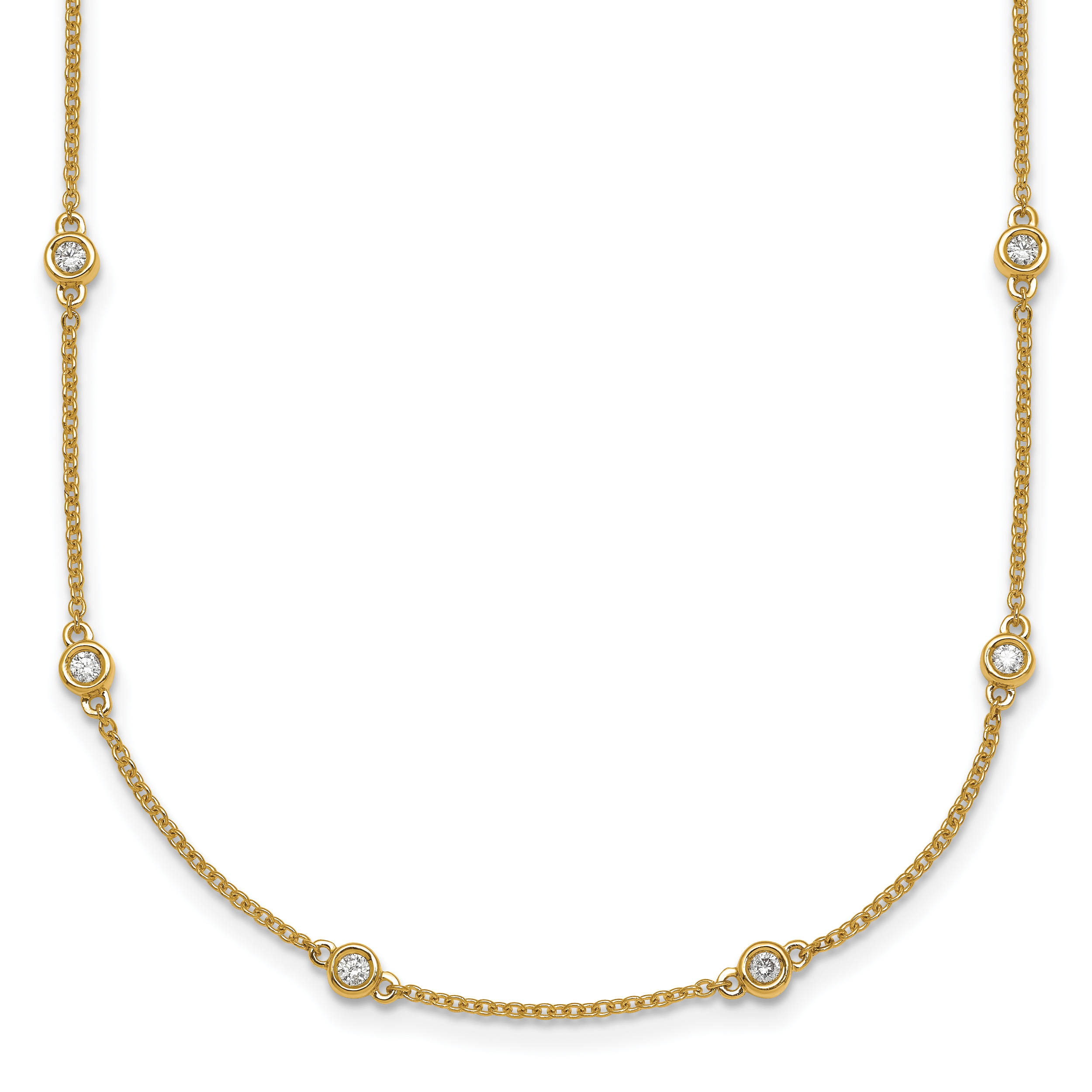14k Complete 1/2 carat Bezel-set Diamond and Cable Chain 20-Station 20 inch Necklace Main image