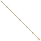 14k Complete 1/6 carat Bezel-set Diamond and Cable Chain 5-Station 7 inch Bracelet