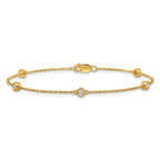 14k Complete 1/6 carat Bezel-set Diamond and Cable Chain 5-Station 7 inch Bracelet