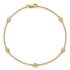14k Complete 1/6 carat Bezel-set Diamond and Cable Chain 5-Station 7 inch Bracelet