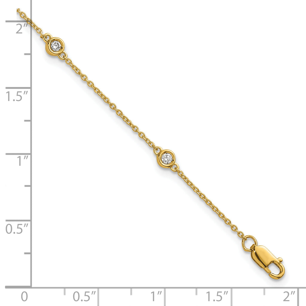 14k Complete 1/6 carat Bezel-set Diamond and Cable Chain 5-Station 7 inch Bracelet
