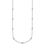 14k White Gold Complete 5/8 carat Bezel-set Diamond and Cable Chain 17-Station 20 inch Necklace