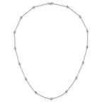14k White Gold Complete 1/2 carat Bezel-set Diamond and Cable Chain 15-Station 18 inch Necklace