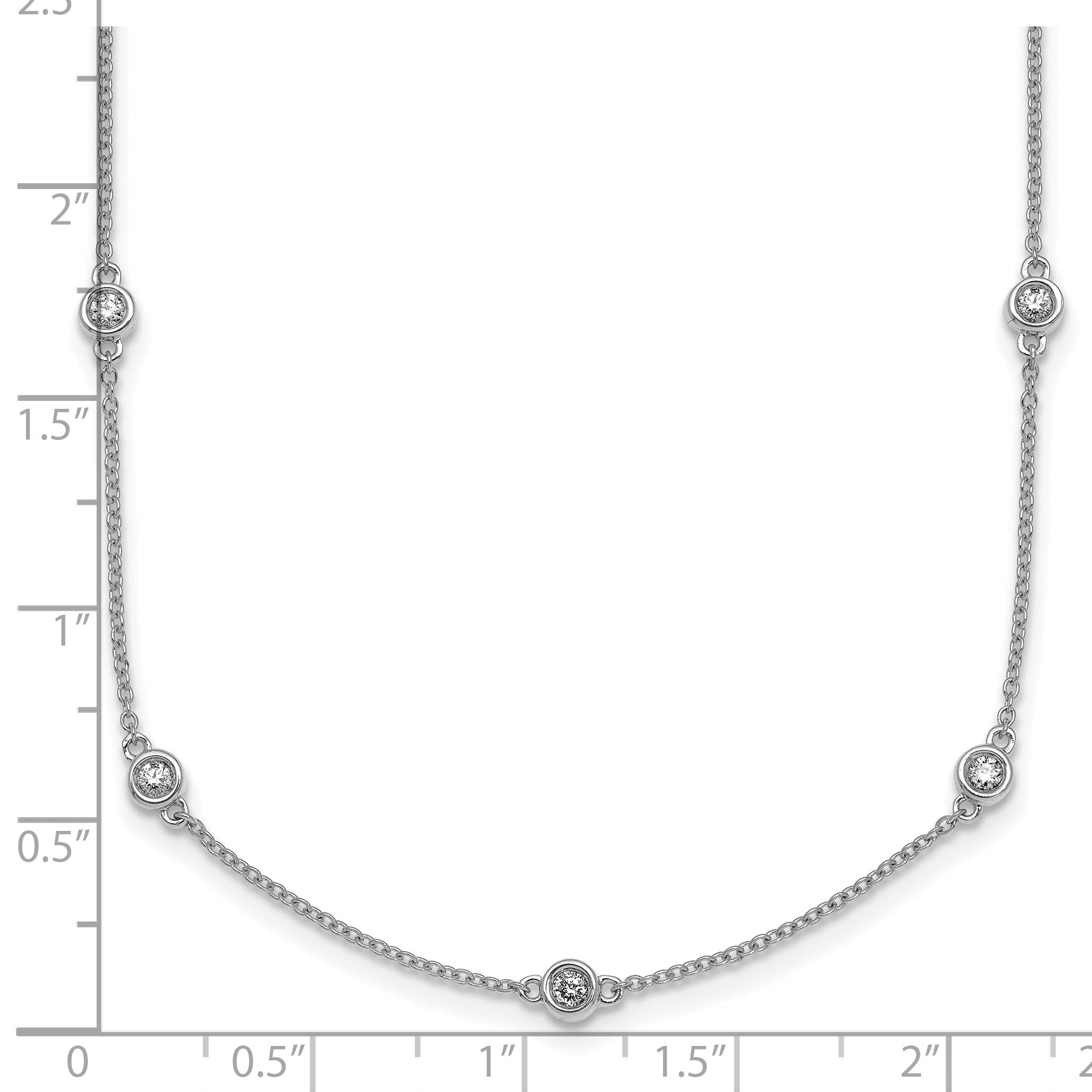 14k White Gold Complete 5/8 carat Bezel-set Diamond and Cable Chain 17-Station 20 inch Necklace