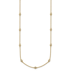 14k Complete 5/8 carat Bezel-set Diamond and Cable Chain 17-Station 20 inch Necklace
