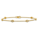 14k Complete 1/5 carat Bezel-set Diamond and Cable Chain 6-Station 7 inch Bracelet